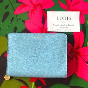 Lodis Blue Leather Zip Around  Wallet